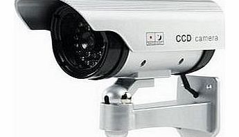 Silver SOLAR Dummy / Fake CCTV Security Camera /Outdoor Camera with Solar panel with flash LED