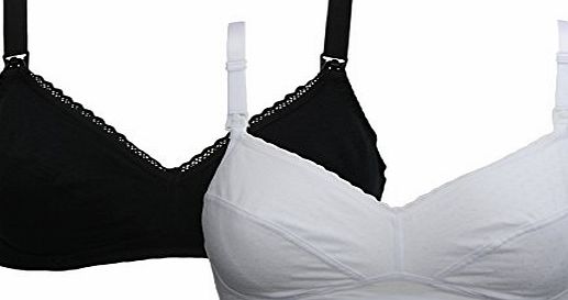 Ex-Store Ex Store 2 Pack Non Wired Maternity Nursing Bras Black and White 34 B