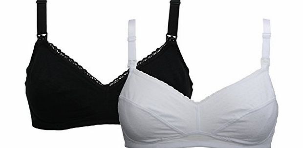 Ex-Store Ex Store 2 Pack Non Wired Maternity Nursing Bras Black and White 38 GG