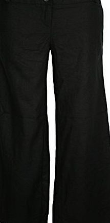 Ex Store Maternity Linen Blend Trousers Black 12