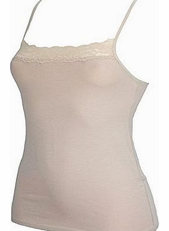 Ex Store Natural Nude Lace Trim Camisole Vest Top Size 10