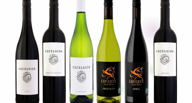 excelsior. liberty MIXED CASE OF QUALITY SOUTH AFRICAN WINES X6