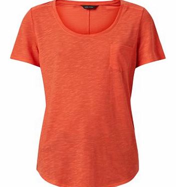 Bright Orange Seam Back Pocket Front T-Shirt