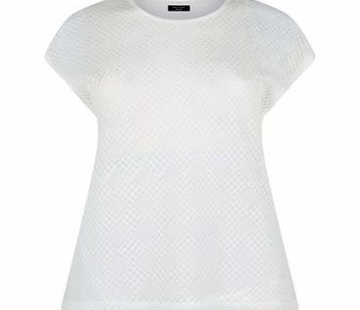 Inspire Cream Diamond Lace Front T-Shirt 3282760