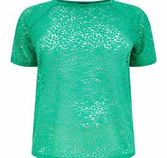 Inspire Jade Green Daisy Burnout T-Shirt 3282448