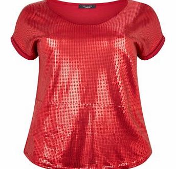 Inspire Red Sequin Boxy T-Shirt 3249174