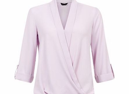 Exclusives Lilac Wrap Front Turn Up Sleeve Blouse 3386341