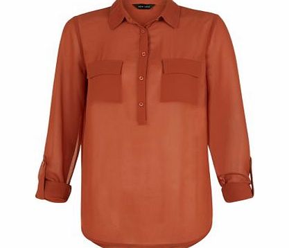Exclusives Rust Popcorn Textured Long Sleeve Blouse 3349842