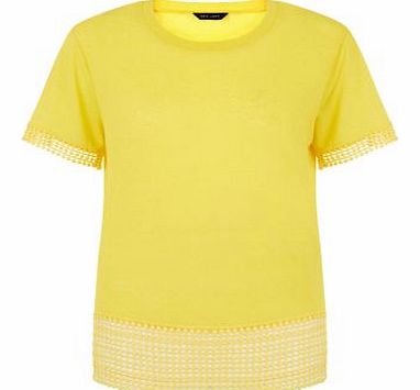 Exclusives Yellow Geo Crochet Hem T-Shirt 3285165