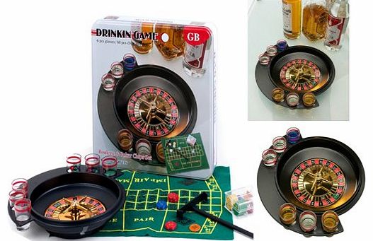 6 SHOT GLASS ROULETTE DRINKING SET WITH CASINO MAT ADULT PARTY HEN STAG NIGHT GAME BLACK RED