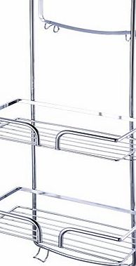 Express trading CHROME 2 TIER HANGING OVER THE DOOR SHOWER CADDY CUBICLE TIDY BATHROOM TOILETRIES RACK RAIL SHELVES ORGANIZER - HOOKS AT THE BACK TO ALLOW TOWEL OR CLOTHES HOLDING