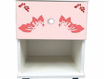 Expressive Furniture Pink Floral Design Childrens/Kids White 1x Drawer Bedside Table Furniture