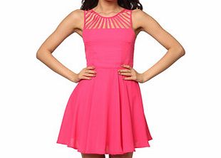 Fuchsia cut-out pattern dress