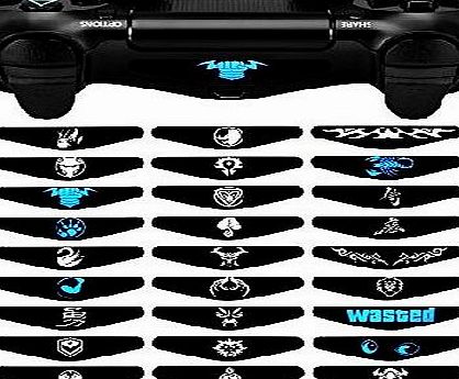 eXtremeRate 30 Pcs/Set Stylish Design Dull Polish LED Light Bar Decal Stickers Skins for PS4 Playstation 4 Controller- Mix Stickers