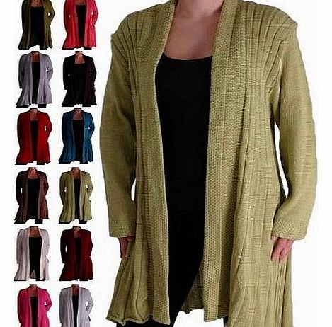 Colorado Open Front Knitted Draped Waterfall Cardigan One Size Leaf Green
