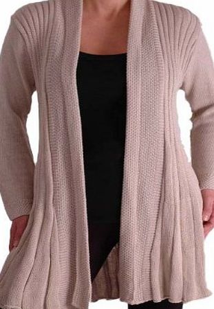 Eye Catch Colorado Open Front Knitted Draped Waterfall Cardigan One Size Stone