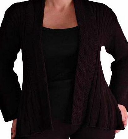 Eye Catch Delaware Open Front Knitted Draped Waterfall Cardigan One Size Black