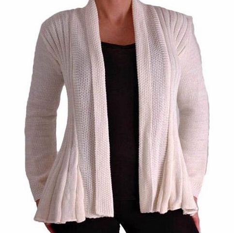 Eye Catch Delaware Open Front Knitted Draped Waterfall Cardigan One Size Cream