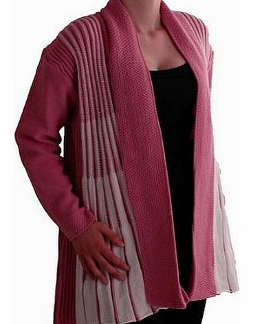 Eye Catch EyeCatch - Gaby Draped Open Front Waterfall Knitted Cardigan One Size Dusty Pink White L/XL