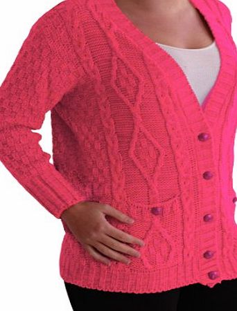 Eye Catch EyeCatchClothing - Milla Casual Button Knitted V Neck Cosy Ladies Cardigan Coral M/L