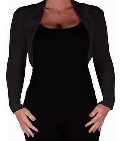 EyeCatchKnitwear - Lara Long Sleeve Knitted Bolero Shrug One Size Black
