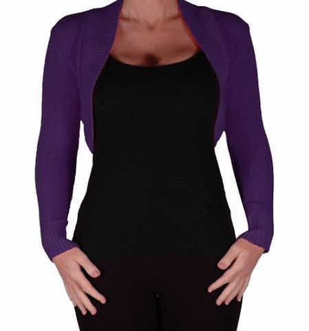 Eye Catch EyeCatchKnitwear - Lara Long Sleeve Knitted Bolero Shrug One Size Purple