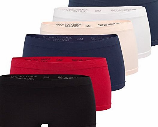 Fabio Farini 6 Seamless Womens Girls Panties Hipster Knickers Set Perfect fit in six colors, size:8/10;colour:White Black Apricot