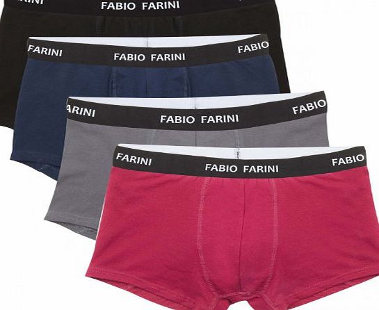 Pack of 4 Boxershort Fabio Farini Underwear Cotton Rise Underwear Pants, size:M;colour:4x Black