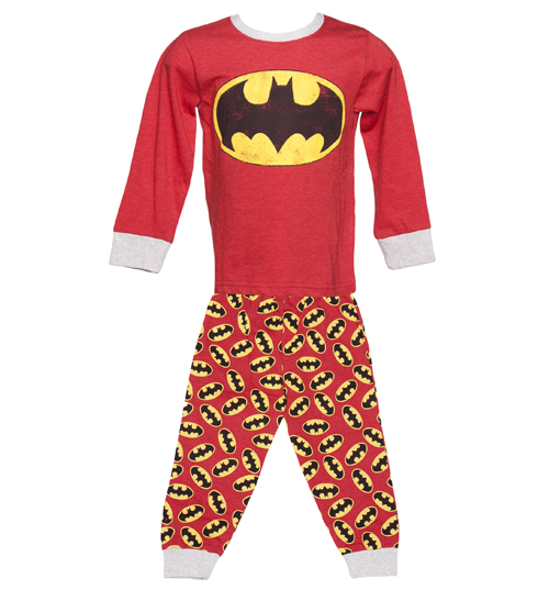 Kids Red Marl Batman Logo Pyjamas from Fabric