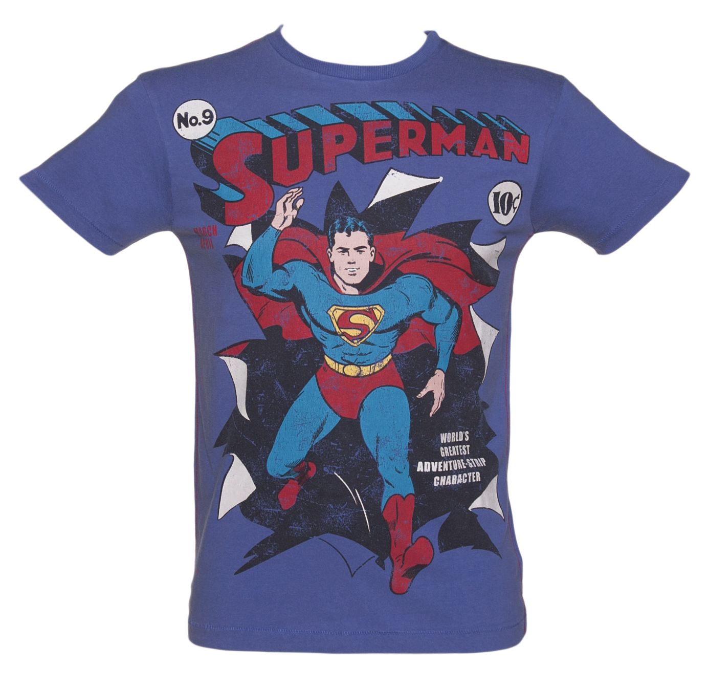 Mens Washed Blue Superman Burst T-Shirt