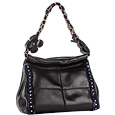 Facondini Black Leather Embellished Evening Handbag