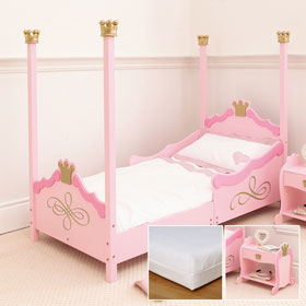 tale Toddler Bed and Bedside Table set with