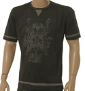 Charcoal & Light Grey Short Sleeve Cotton Mix T-Shirt with Printed Design