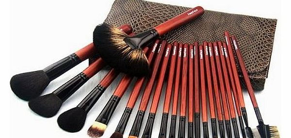 FakeFace Luxury 21 PCS Professional Makeup Brush Tools Sets / Kits Natural Cosmetic Animal Hair Brushes with Pouch and Bag (21 pcs, Coffee)