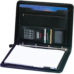 A4 zipped folio, 4 ring binder conference folder with calculator