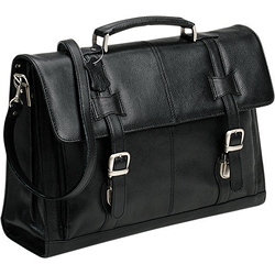 Flapover leather briefcase