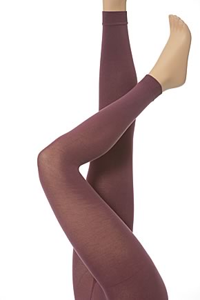 Ladies 1 Pair Falke Cotton Touch Footless Tights In 8 Colours Fire Red