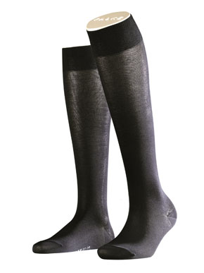 Ladies 1 Pair Falke Support Strong Cotton Mix Knee Highs In 4 Colours Anthracite