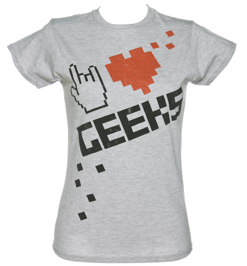 Ladies Grey I Love Geeks T-Shirt from Fame and