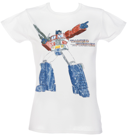 Ladies White Transformers T-Shirt from Fame and