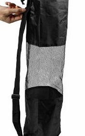 FamilyMall Black Nylon Portable Mesh Center Black Yoga Pilates Mat Bag Carrier