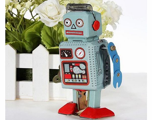 FamilyMall Wind Up Walking Radar Robot Tin Toy Retro Vintage Gift Mechanical Clockwork Kids