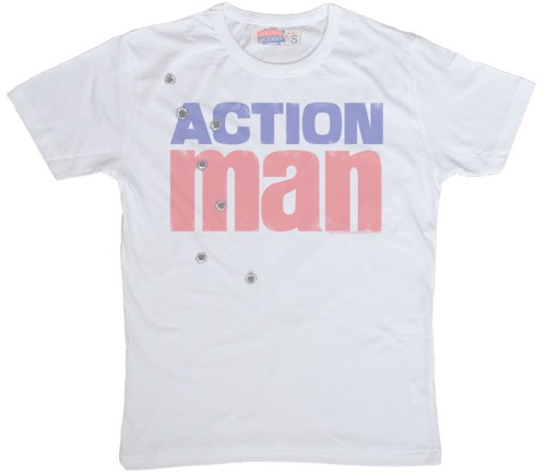 Bullet Holes Menand#39;s Action Man T-Shirt from Famous Forever