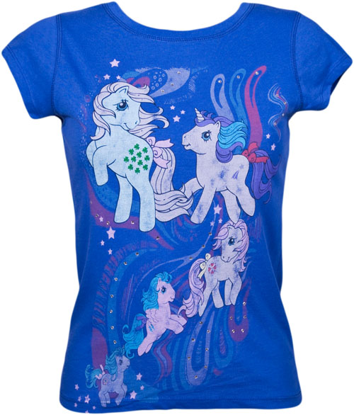 Ladies Diamante My Little Pony Blue T-Shirt from