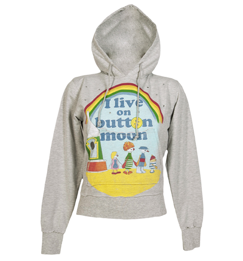 Ladies Grey I Live On Button Moon Hoodie from