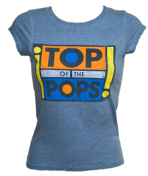 Ladies Marl Blue Top Of The Pops Logo T-Shirt from Famous Forever