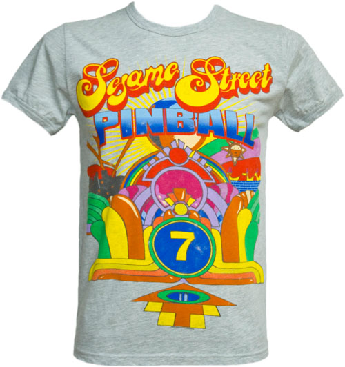 Men` Grey Sesame Street Pinball T-Shirt from Famous Forever