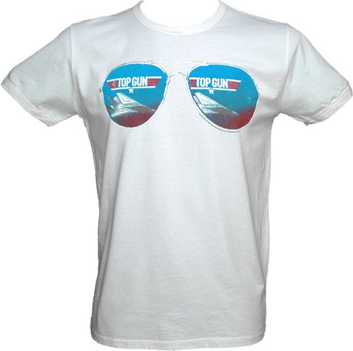 Men` Top Gun White Aviator T-Shirt from Famous Forever