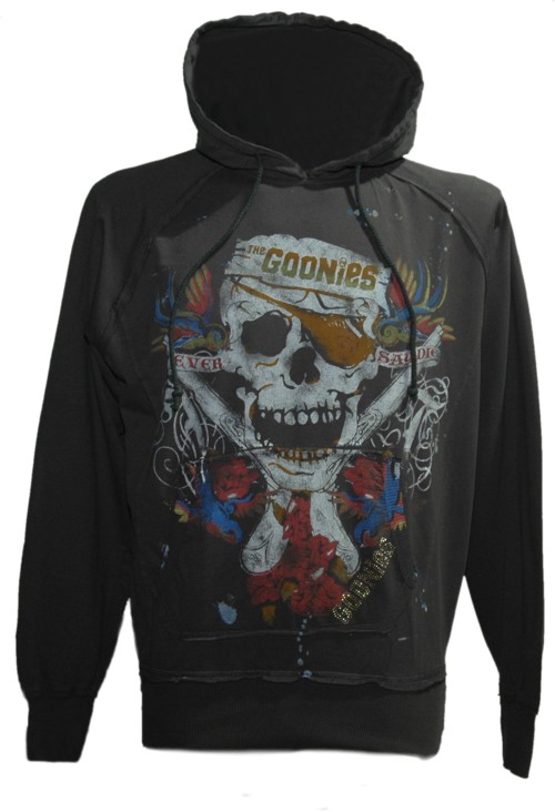 Men` Washed Black Goonies Tattoo Hoodie from Famous Forever
