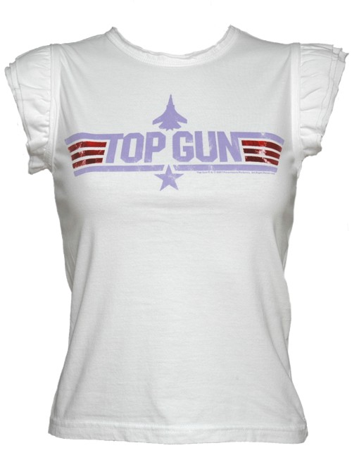 Top Gun Frill Sleeved Ladies T-Shirt from Famous Forever